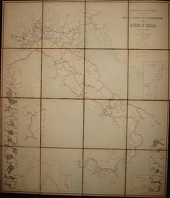 Comando del Corpo di Stato Maggiore (Direzione Trasporti)  Carta delle Ferrovie e delle Linee di Navigazione del Regno d'Italia Gennaio 1885 s.l. (Firenze)